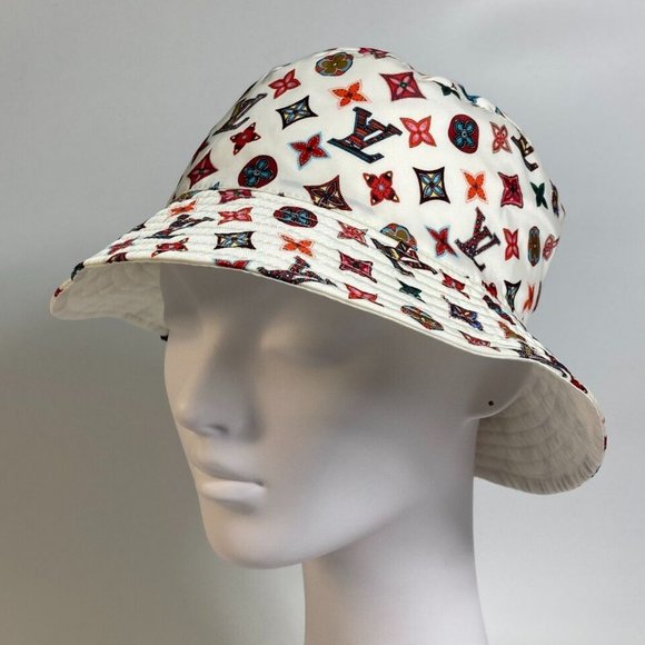 LOUIS VUITTON M76718 Monogram Bob Lovely Gram hat Nylon White x Multicolore - Picture 12 of 16